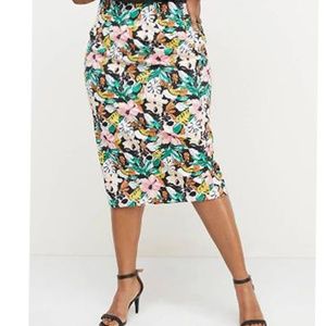 NEW Lane Bryant floral print midi skirt penci
